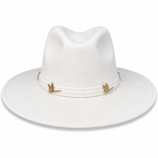 Vaquero blanco libélula oro