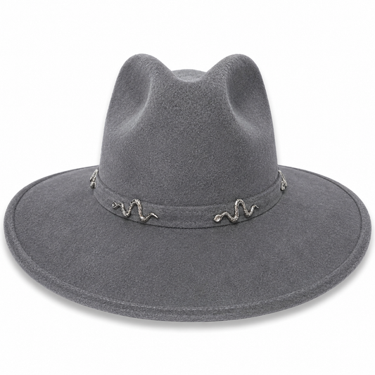 Vaquero gris oscuro serpe plata